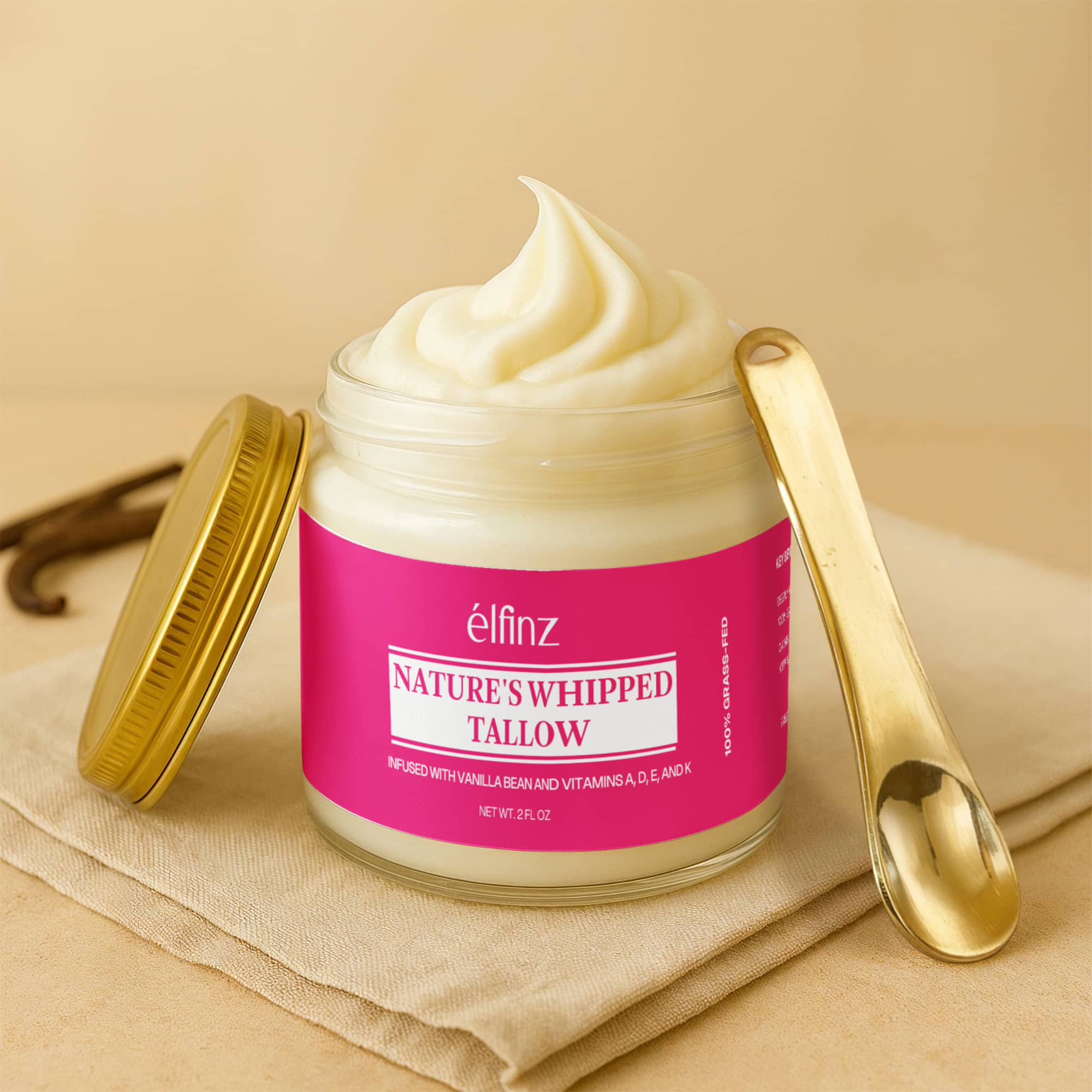 Whipped Grass-Fed Tallow Balm with Vanilla Bean